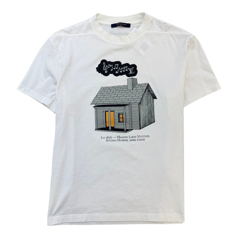 Men's Studio Homme House Print T-Shirt White Size M