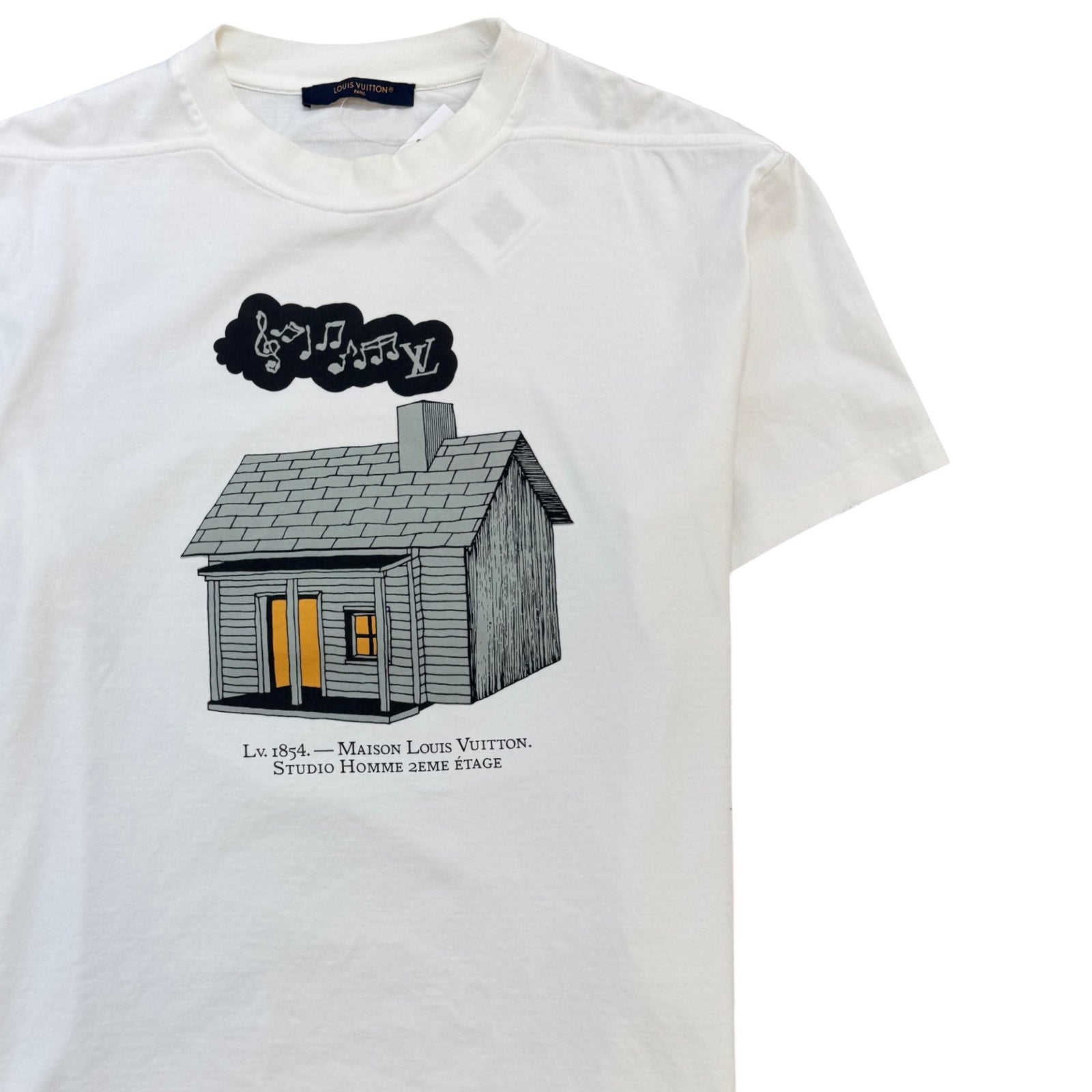 Men's Studio Homme House Print T-Shirt White Size M - Photo 4