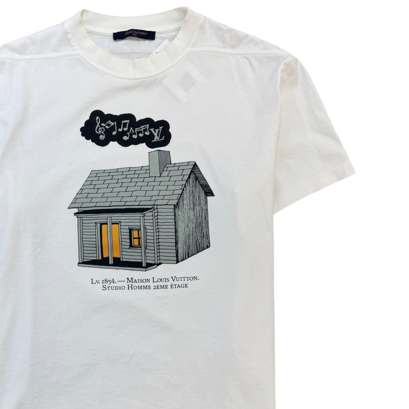 Men's Studio Homme House Print T-Shirt White Size M