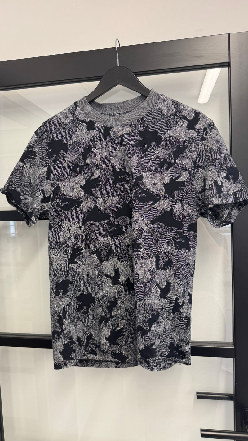 Men's Monogram Camouflage Jacquard T-Shirt Grey Size L