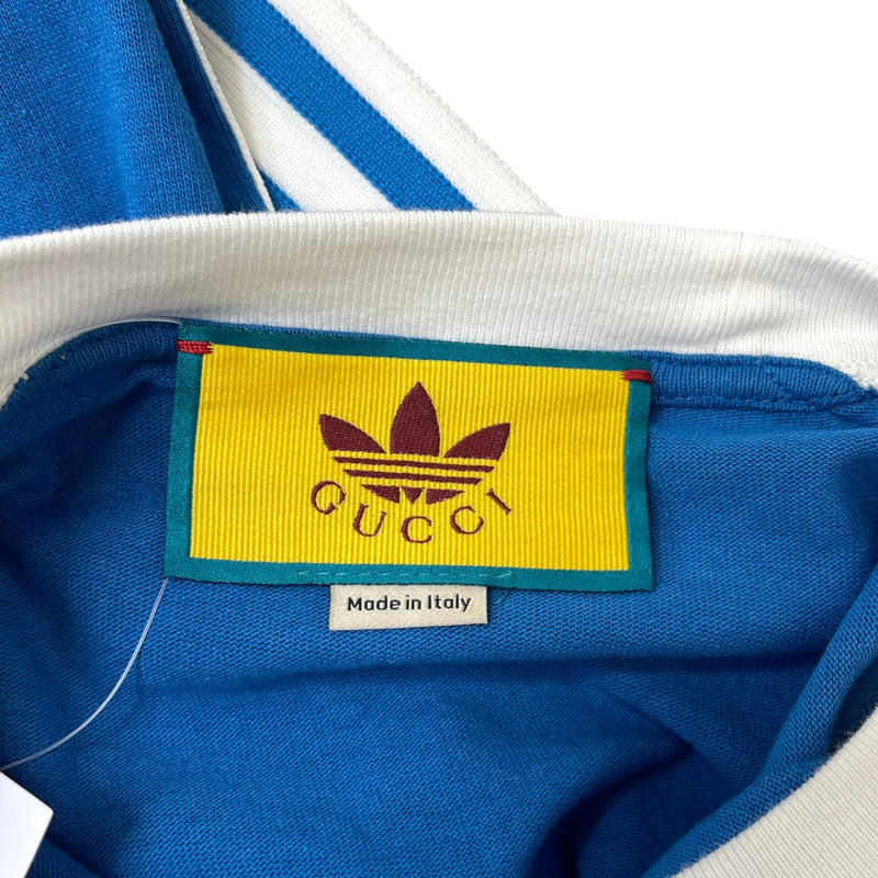 Men's X Adidas Trefoil Print Long Sleeve T-Shirt Blue Size XS