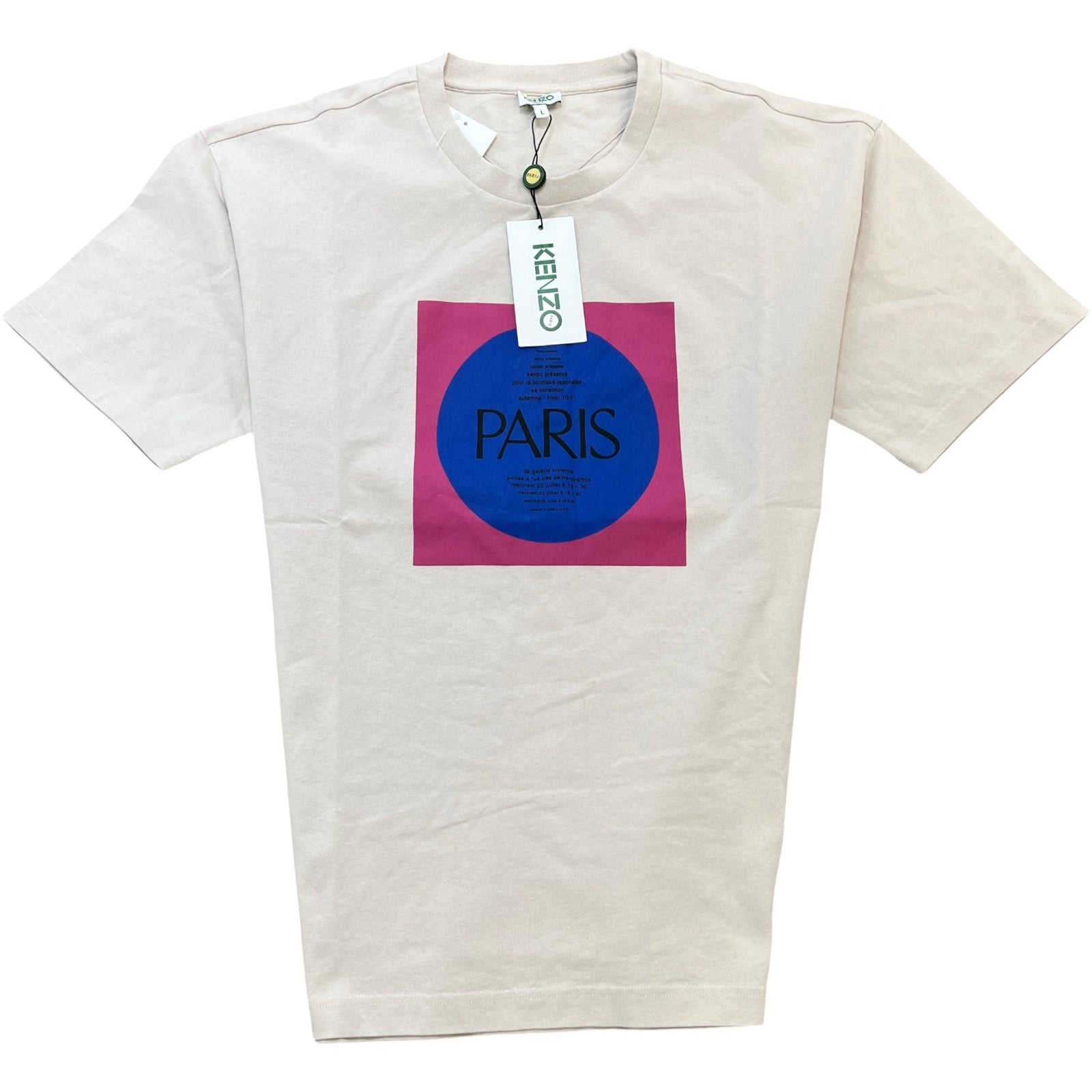 Men's Logo Print T-Shirt Beige Size L - Photo 1