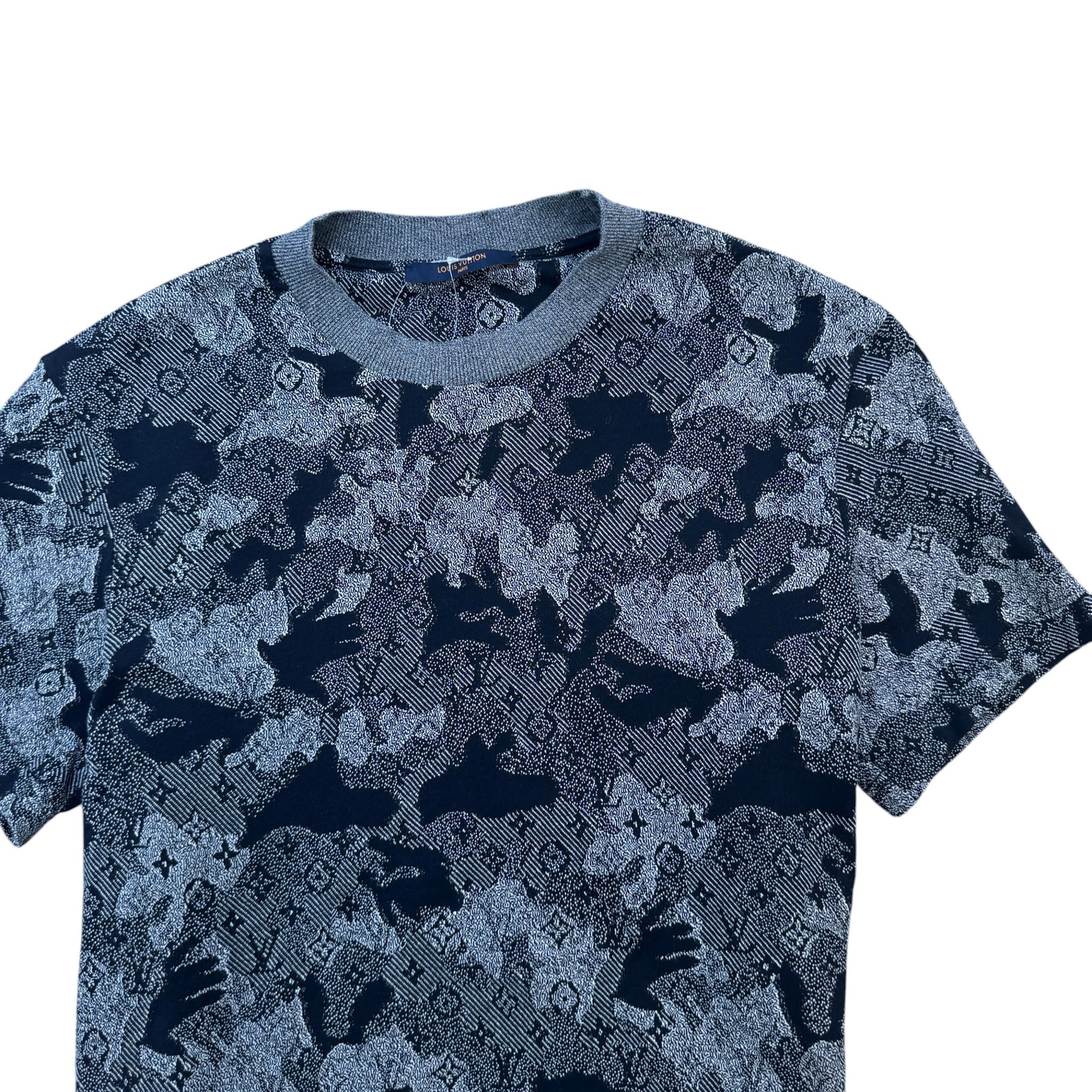 Men's Monogram Camouflage Jacquard T-Shirt Grey Size L - Photo 3