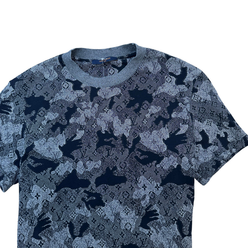 Men's Monogram Camouflage Jacquard T-Shirt Grey Size L