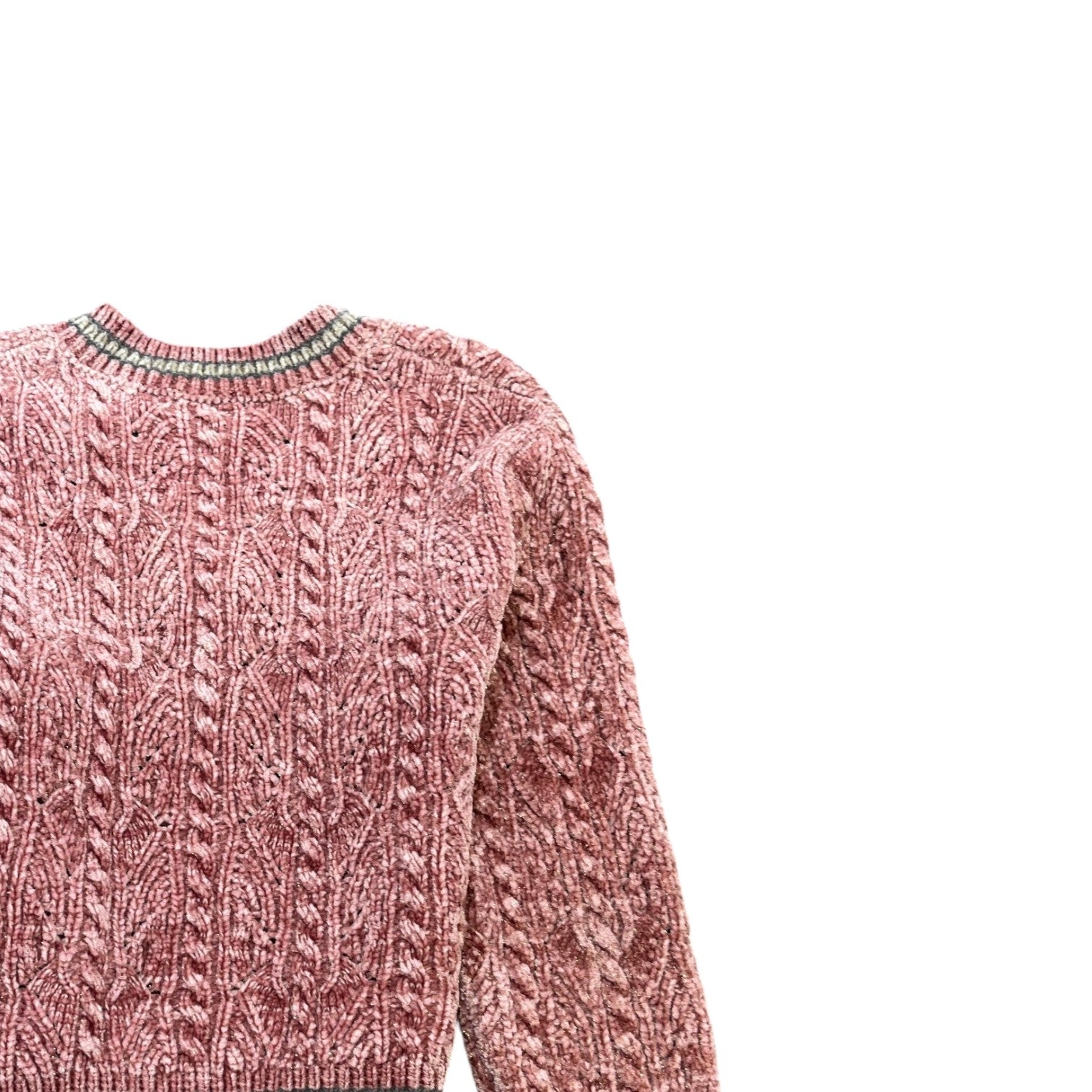 Women's 22B V Neck Cable Stitch Jumper Pink Size S - Photo 4