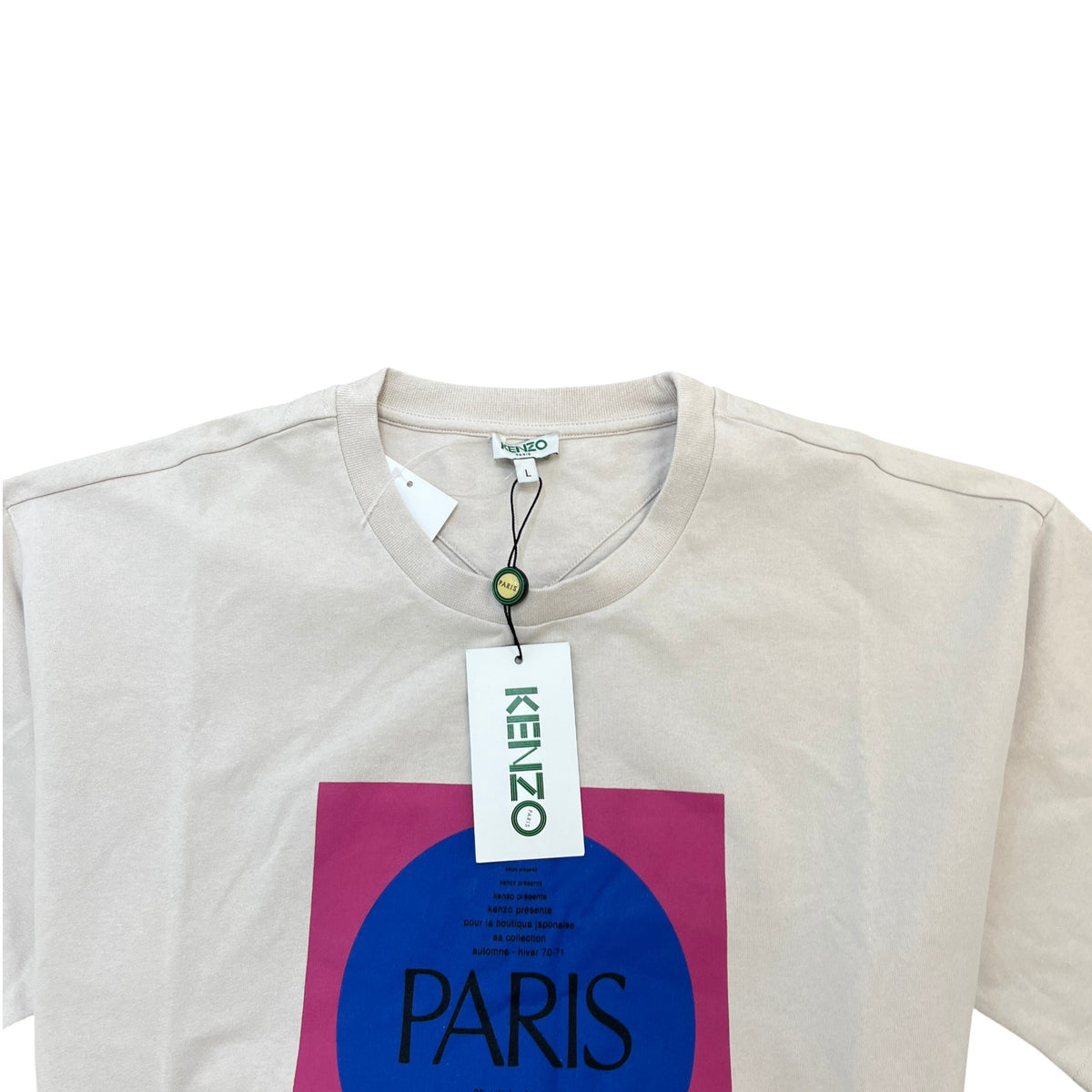 Men's Logo Print T-Shirt Beige Size L - Photo 5