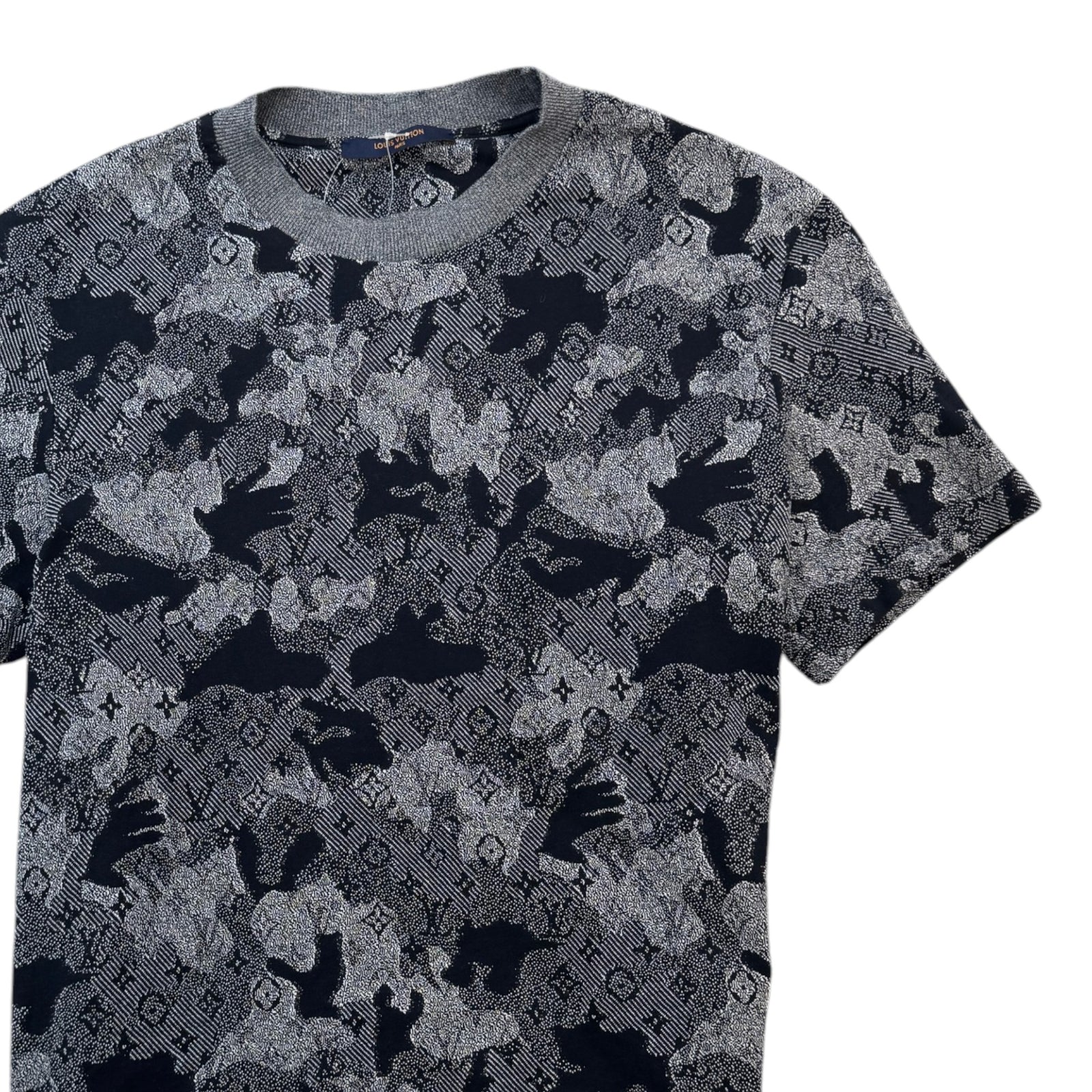 Men's Monogram Camouflage Jacquard T-Shirt Grey Size L - Photo 4