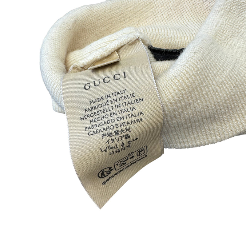 Men's Logo Embossed Beanie Hat Cream