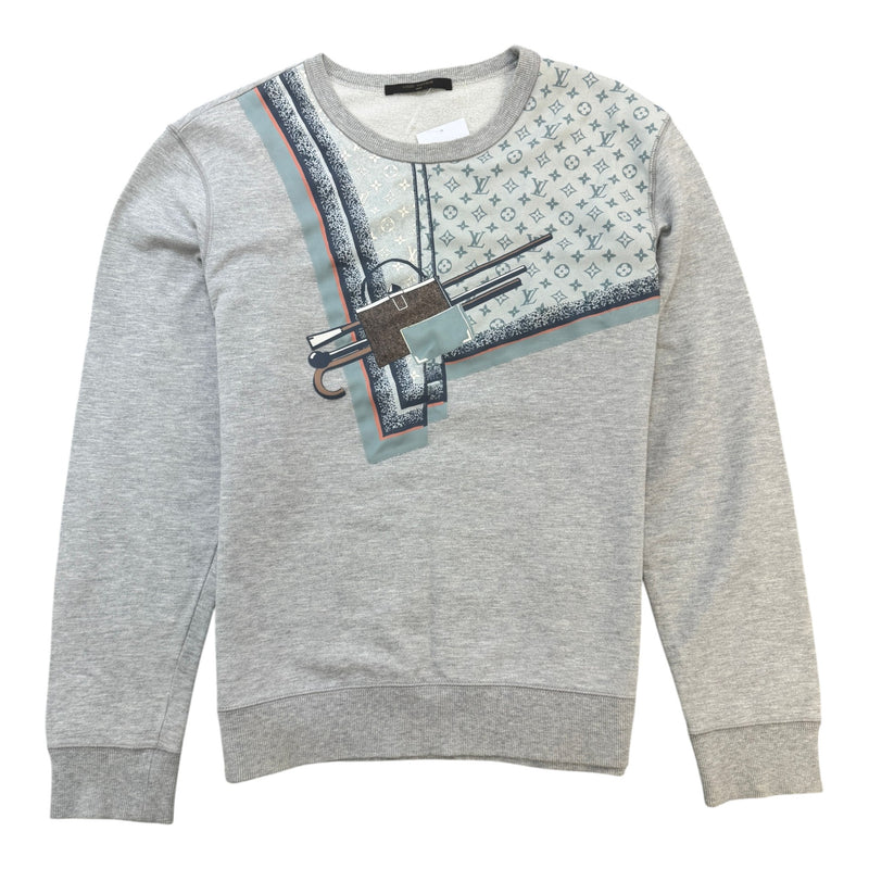 Men's Logo Print Jumper Grey Size XL