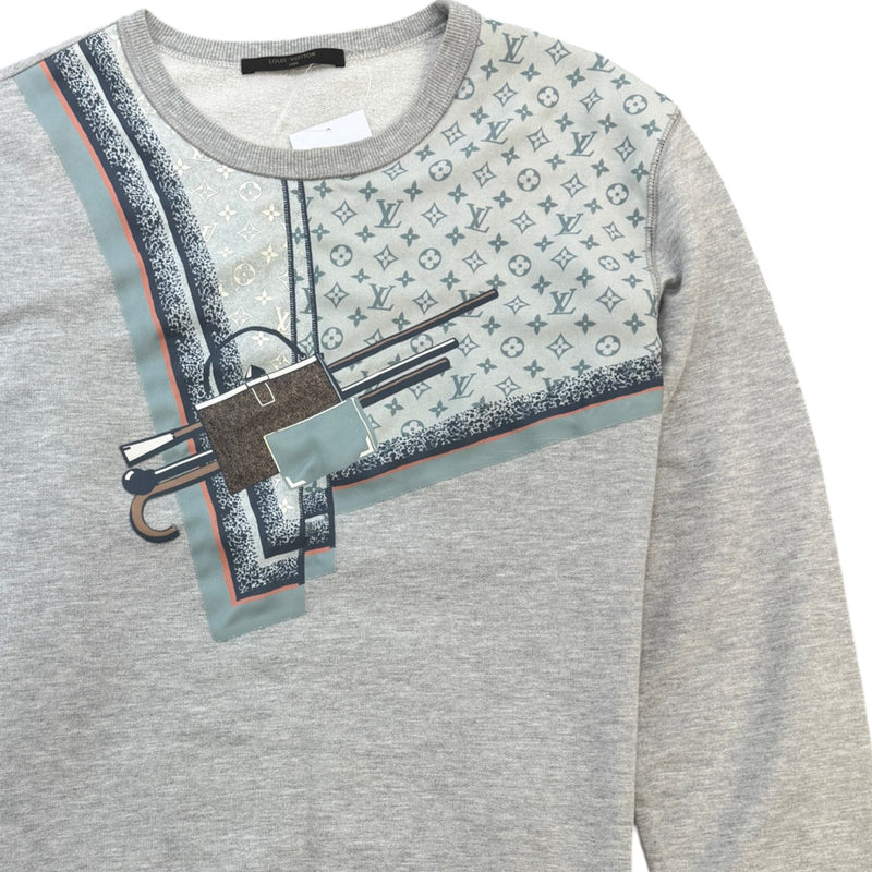 Men's Logo Print Jumper Grey Size XL