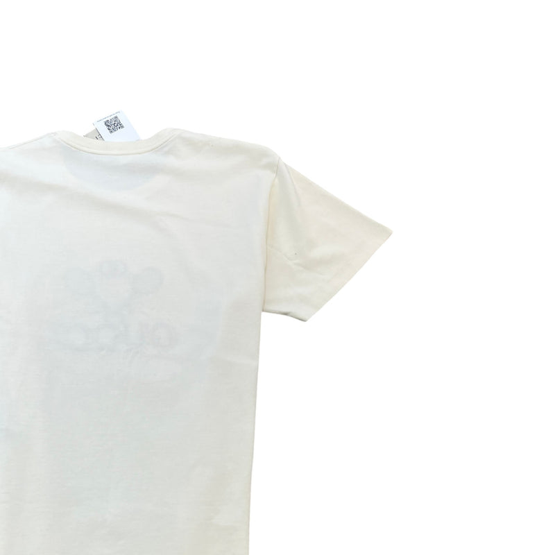 Men's Embroidered Tennis Racket Graphic T-Shirt Cream Size S