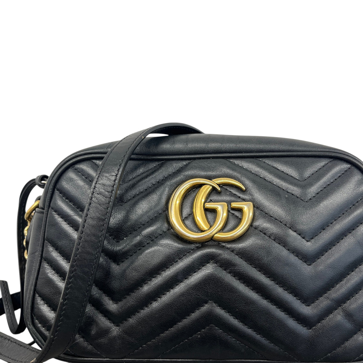 Women's GG Marmont Matelassé Camera Handbag Black - Photo 10