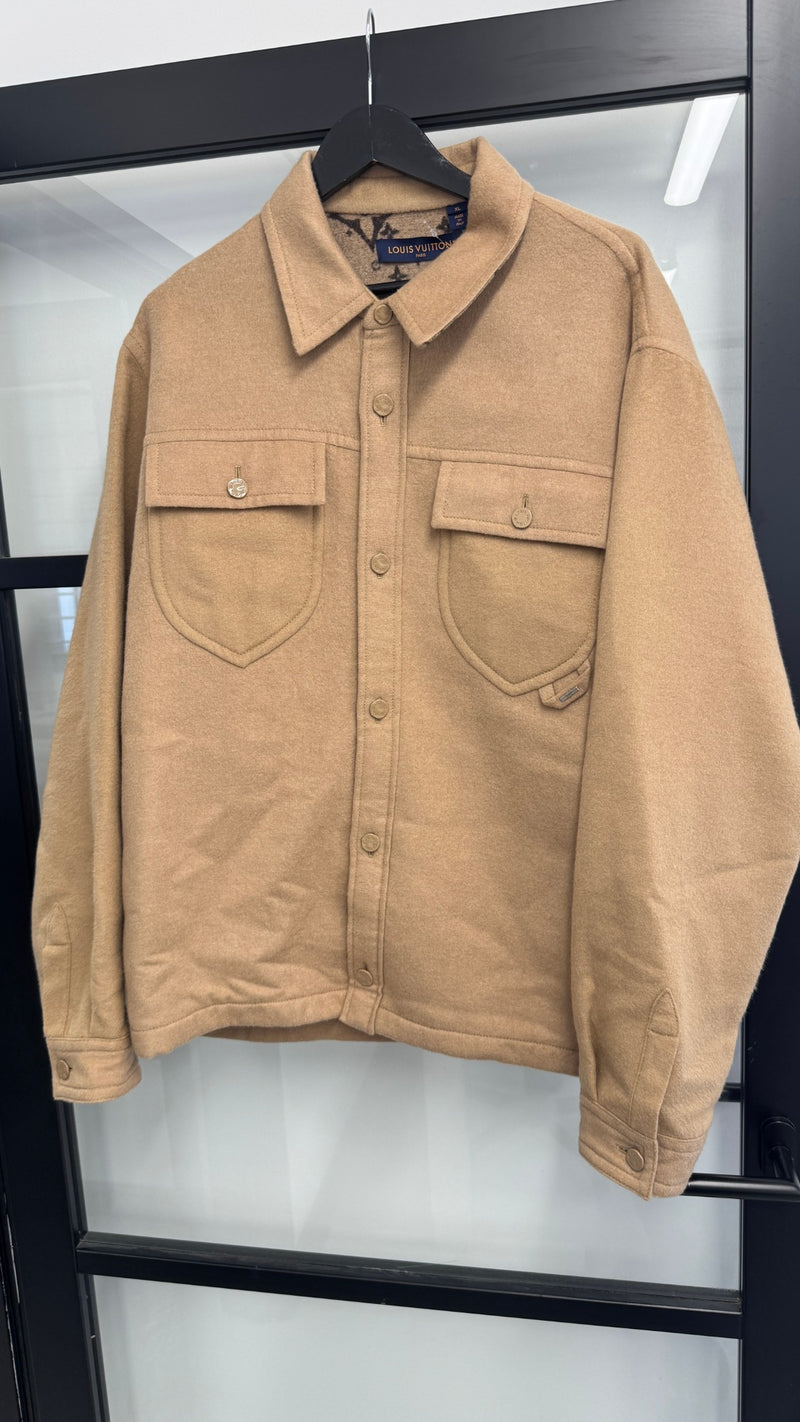 Men's Interior Monogram Overshirt Jacket Beige Size XL