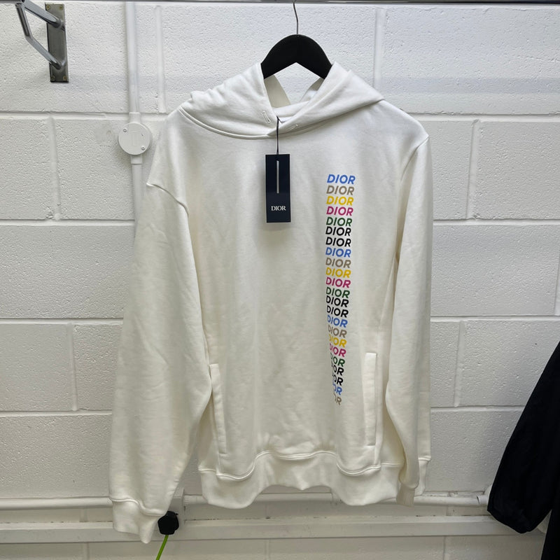 Men's Logo Print Hoodie White Size XL