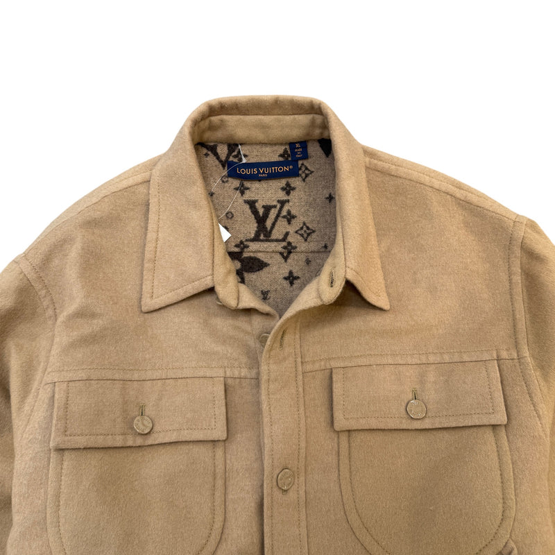 Men's Interior Monogram Overshirt Jacket Beige Size XL