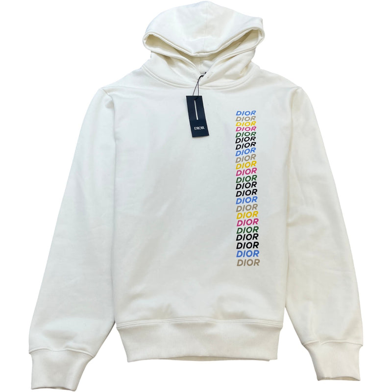 Men's Logo Print Hoodie White Size XL