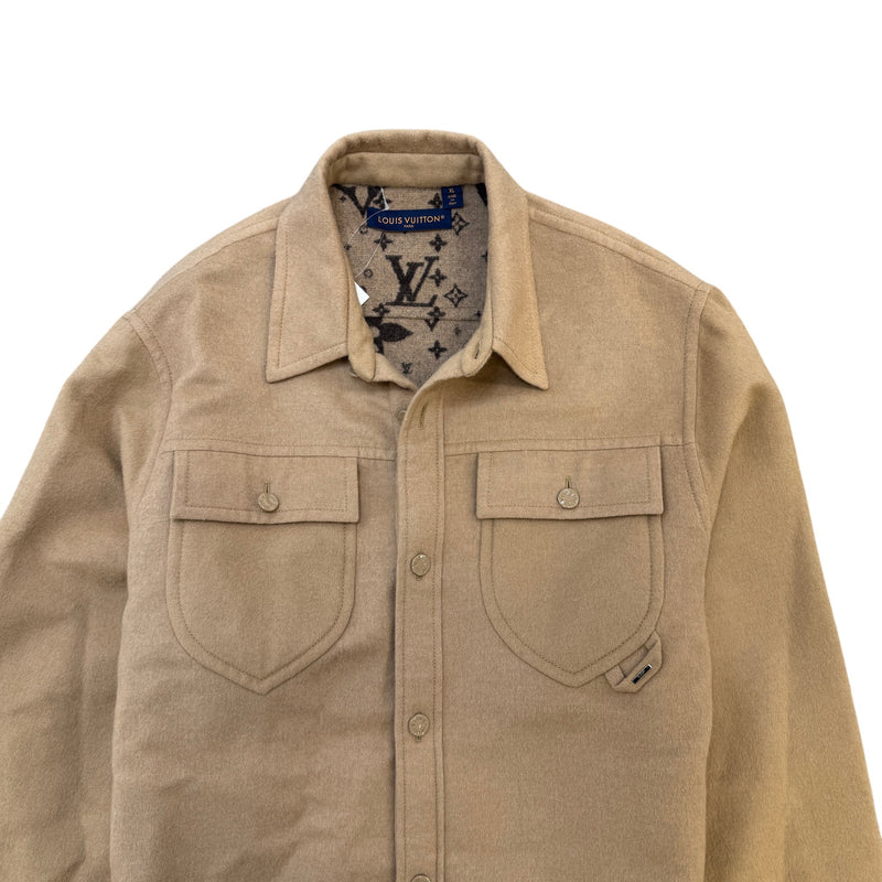 Men's Interior Monogram Overshirt Jacket Beige Size XL
