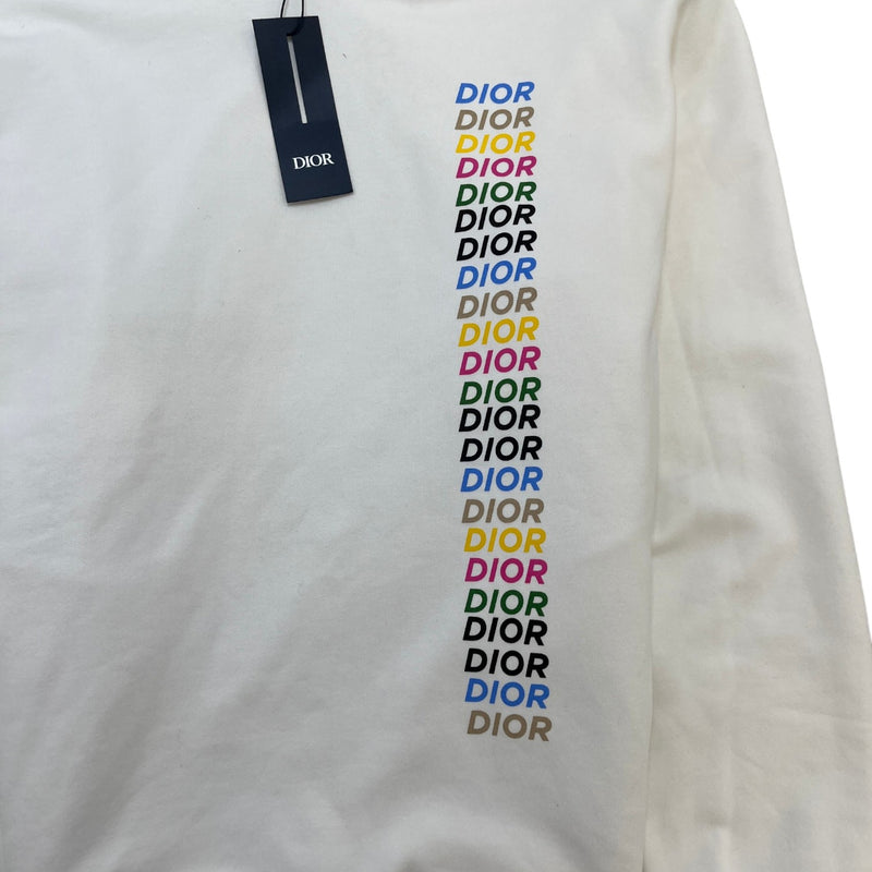 Men's Logo Print Hoodie White Size XL