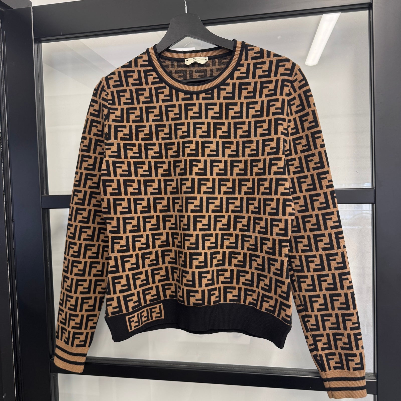 Women's FF Logo Jumper Brown Size L / UK 12 - Photo 6
