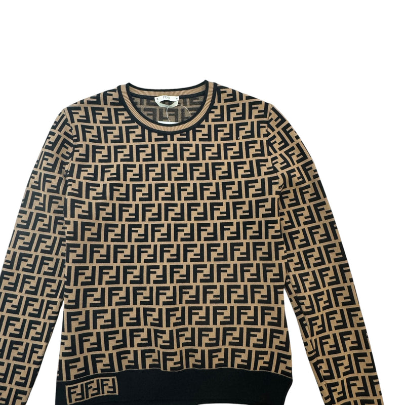 Women's FF Logo Jumper Brown Size L / UK 12