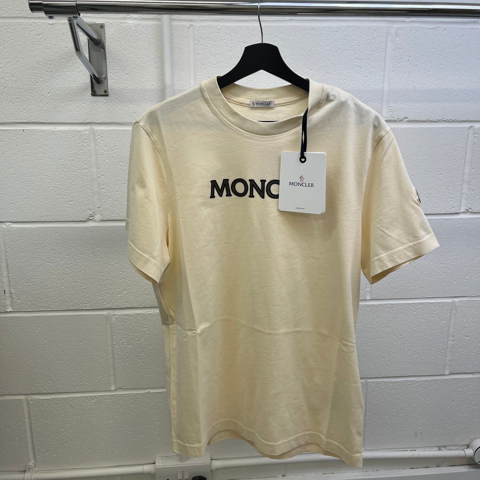 Men's Logo Print T-Shirt Cream Size S - Photo 10