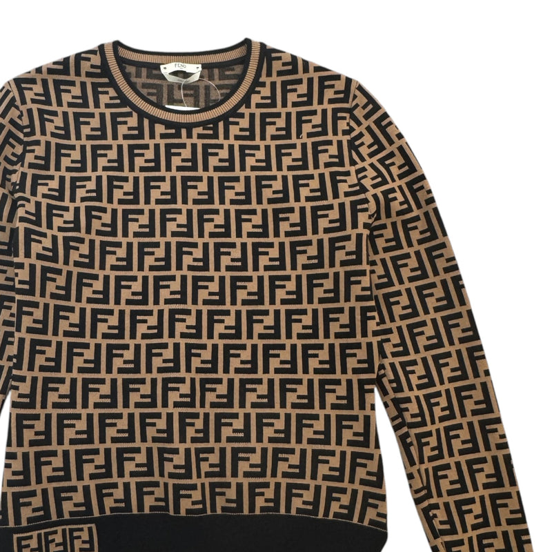 Women's FF Logo Jumper Brown Size L / UK 12