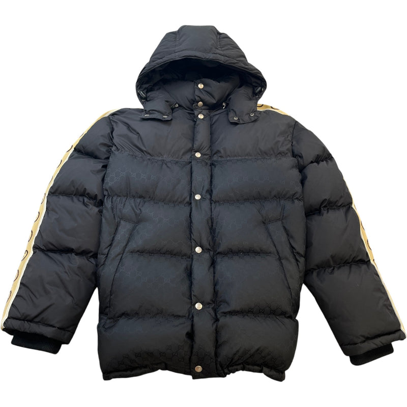 Men's Gg Jacquard Nylon Down Jacket Black Size IT 54 / XXL