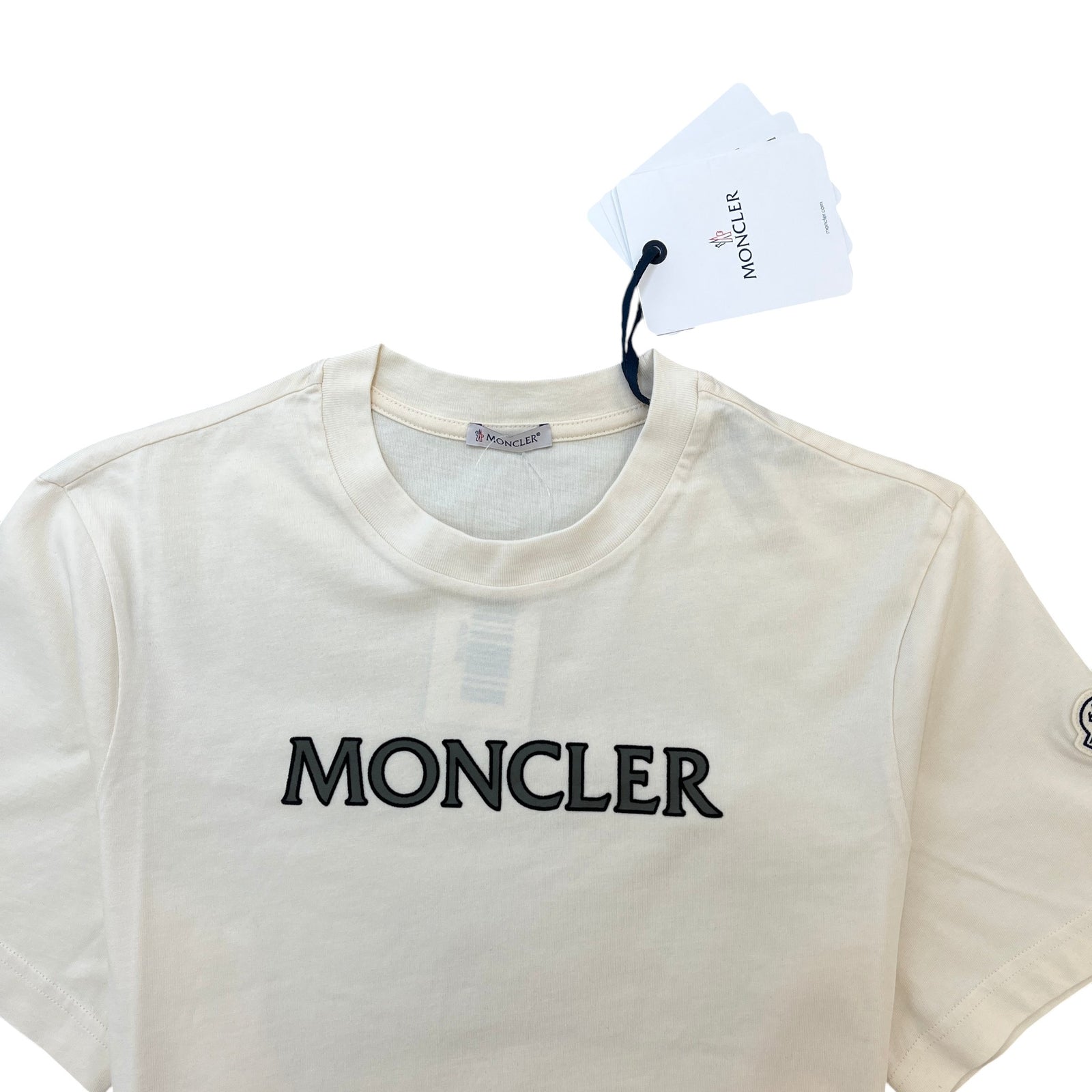 Men's Logo Print T-Shirt Cream Size L - Photo 7