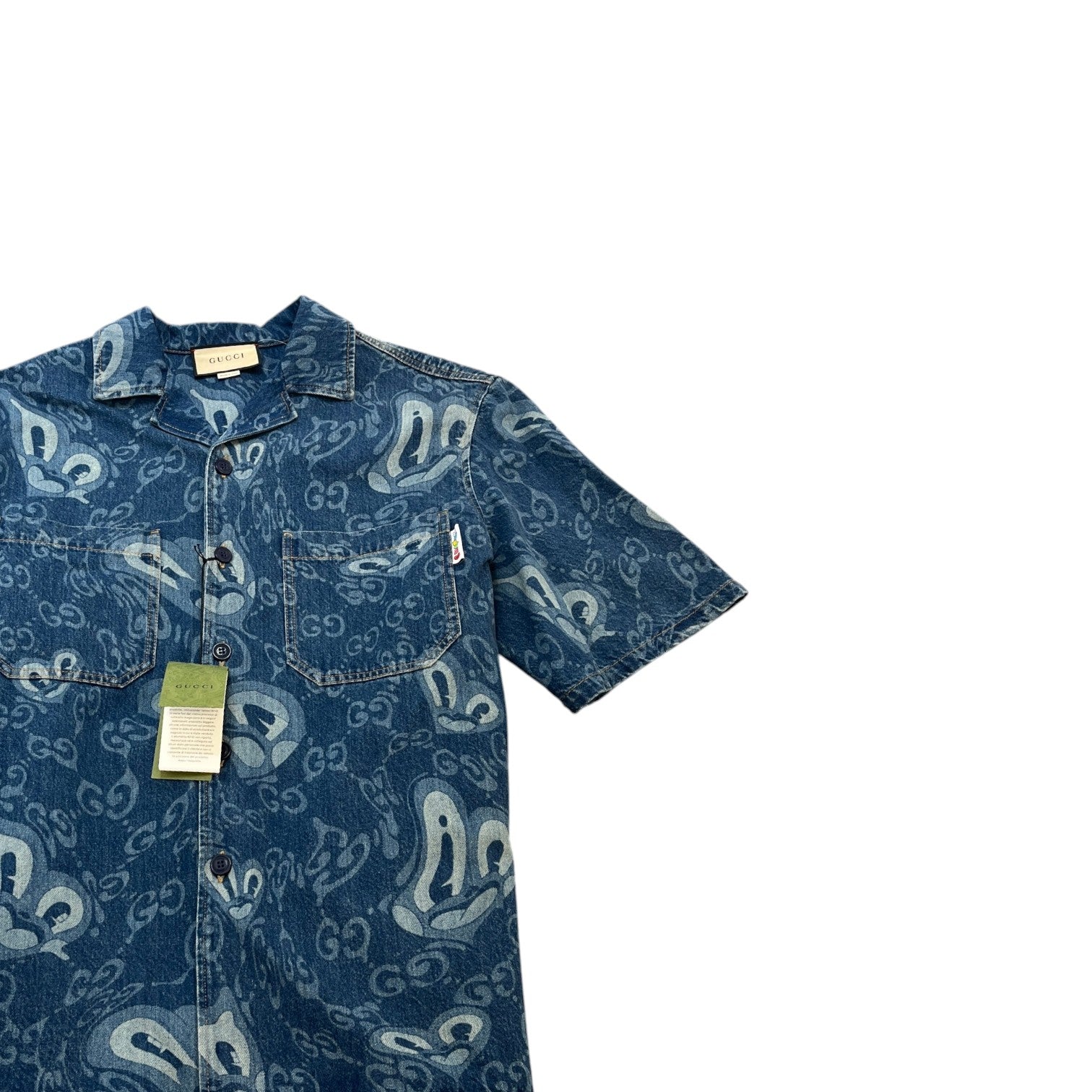 Men's Hattie Stewart Gg Monogram Heart Short Sleeve Shirt Blue Size IT 44 / UK XS - Photo 3