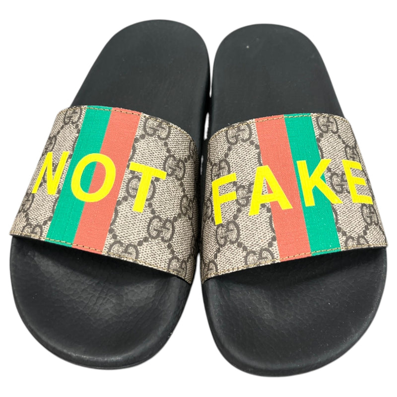 Women's Fake/Not GG Canvas Slides Black Size UK 3 / EU 36
