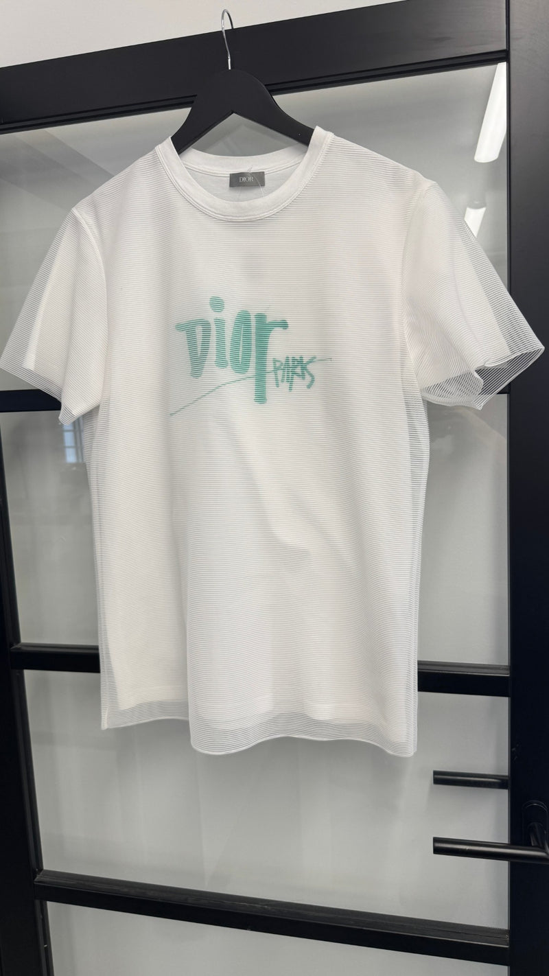 Men's Shawn Stussy double layer organza T-Shirt White Size M