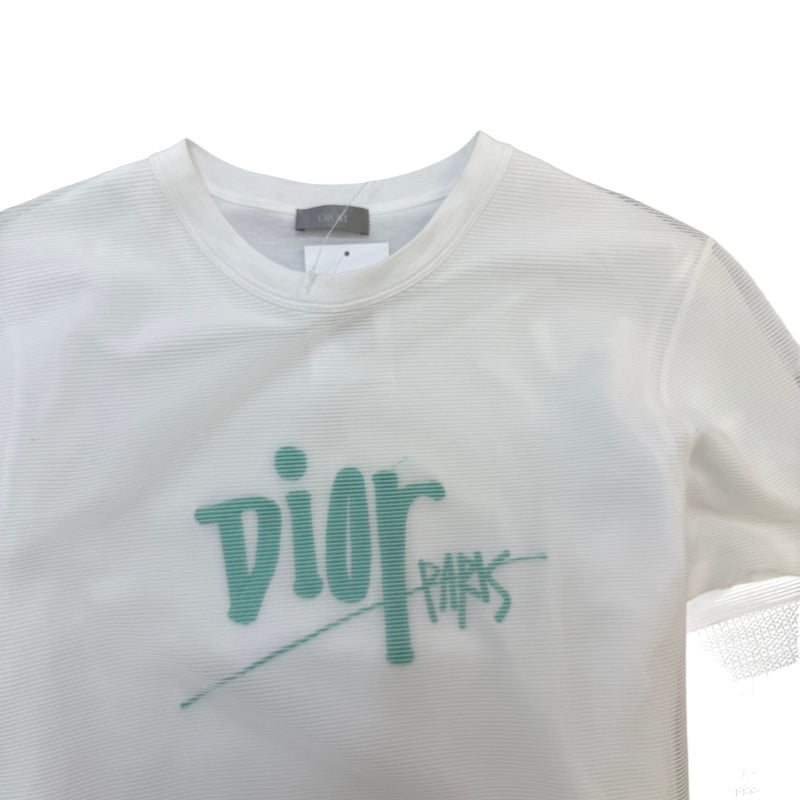 Men's Shawn Stussy double layer organza T-Shirt White Size M