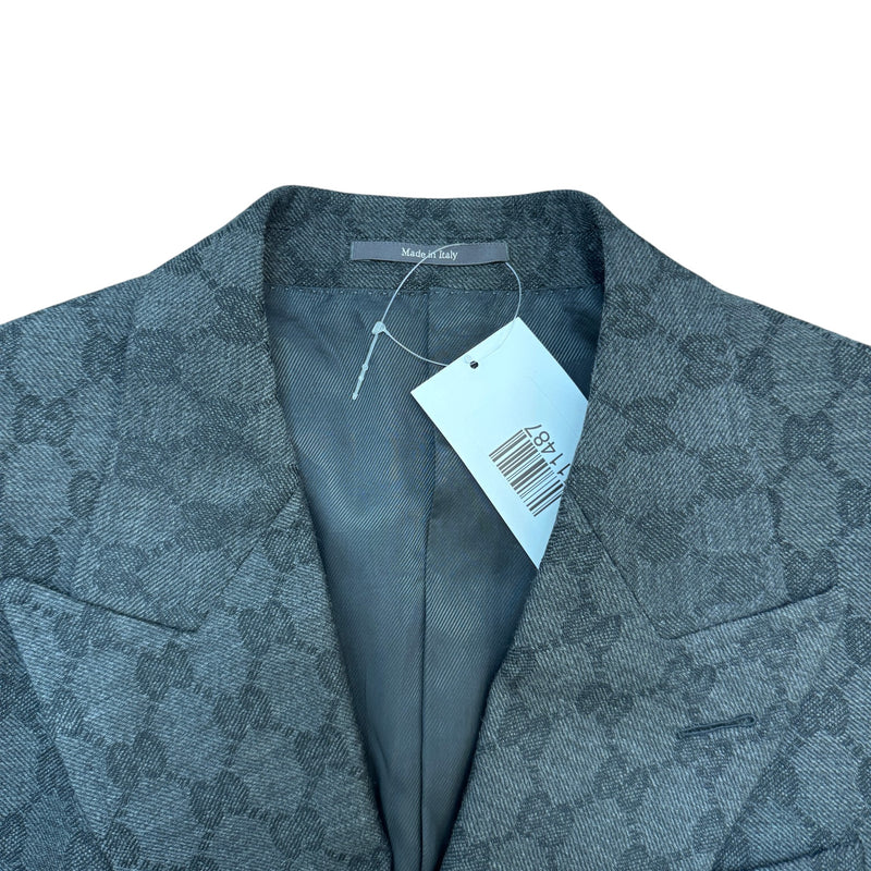 Men's GG Supreme Double-Breasted Jacket Charcoal Size M