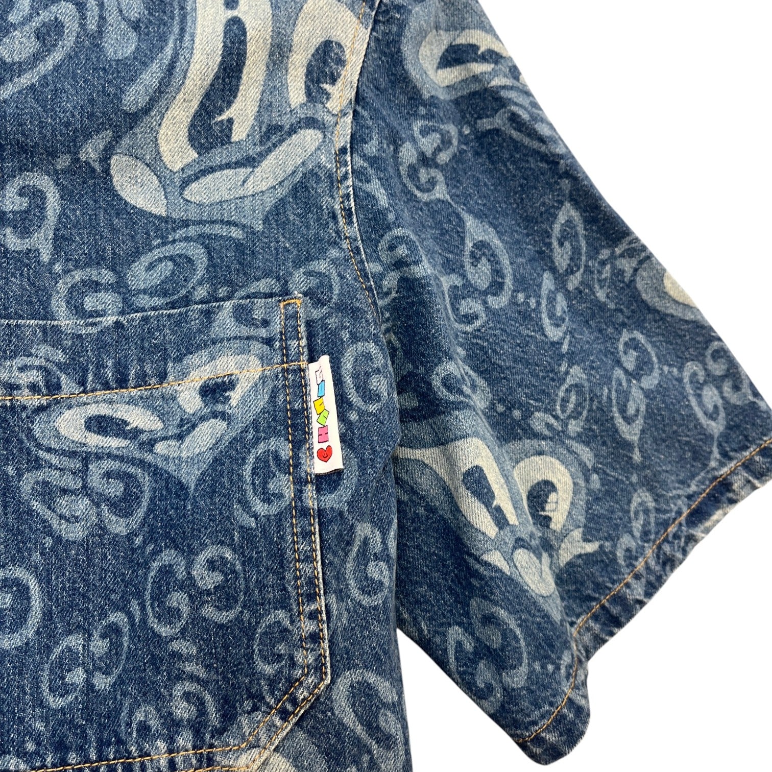 Men's Hattie Stewart Gg Monogram Heart Short Sleeve Shirt Blue Size IT 44 / UK XS - Photo 7