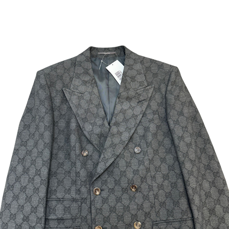 Men's GG Supreme Double-Breasted Jacket Charcoal Size M