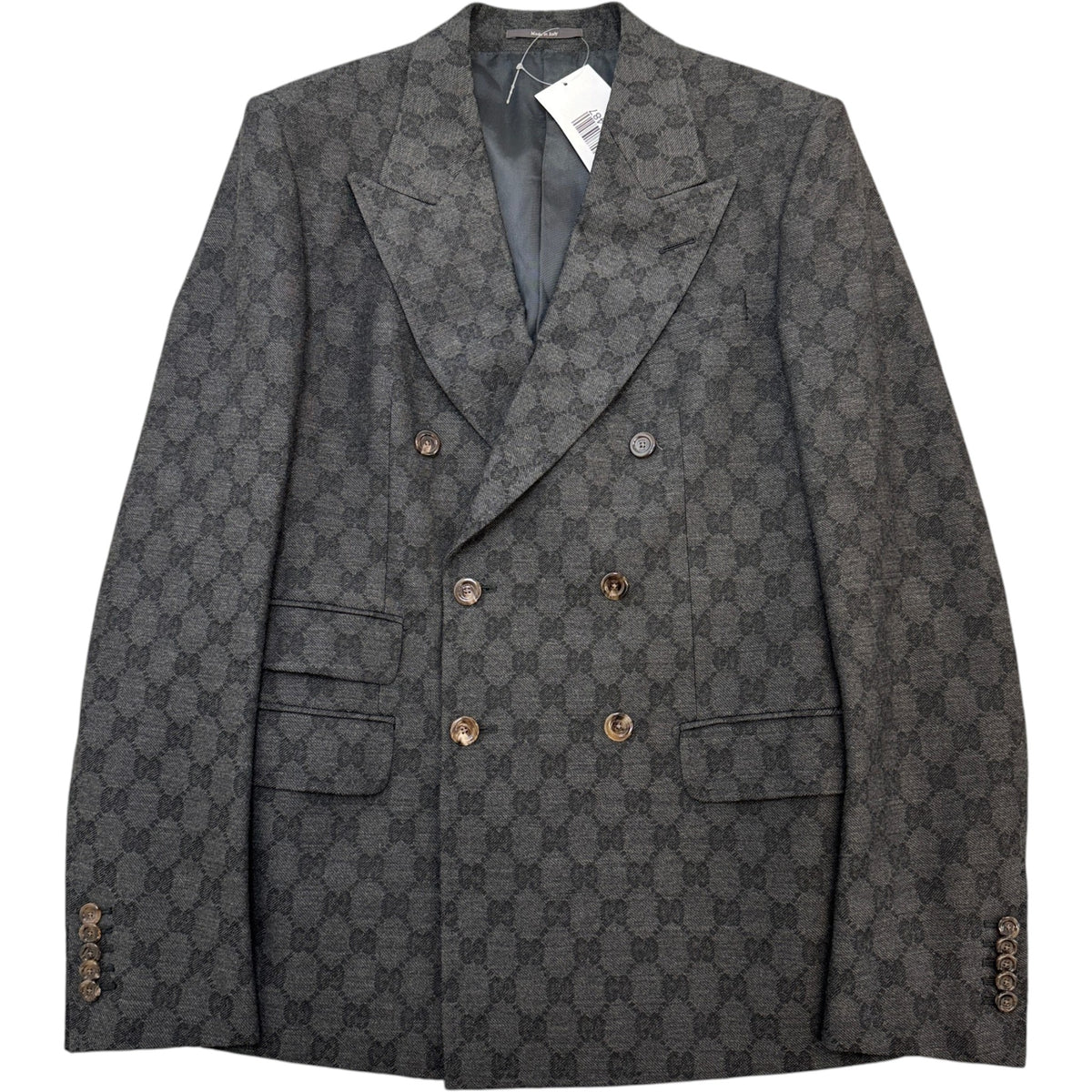 Men's GG Supreme Double-Breasted Jacket Charcoal Size M - Photo 1