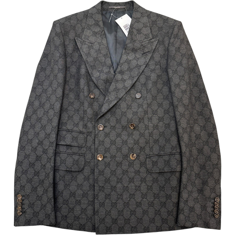 Men's GG Supreme Double-Breasted Jacket Charcoal Size M