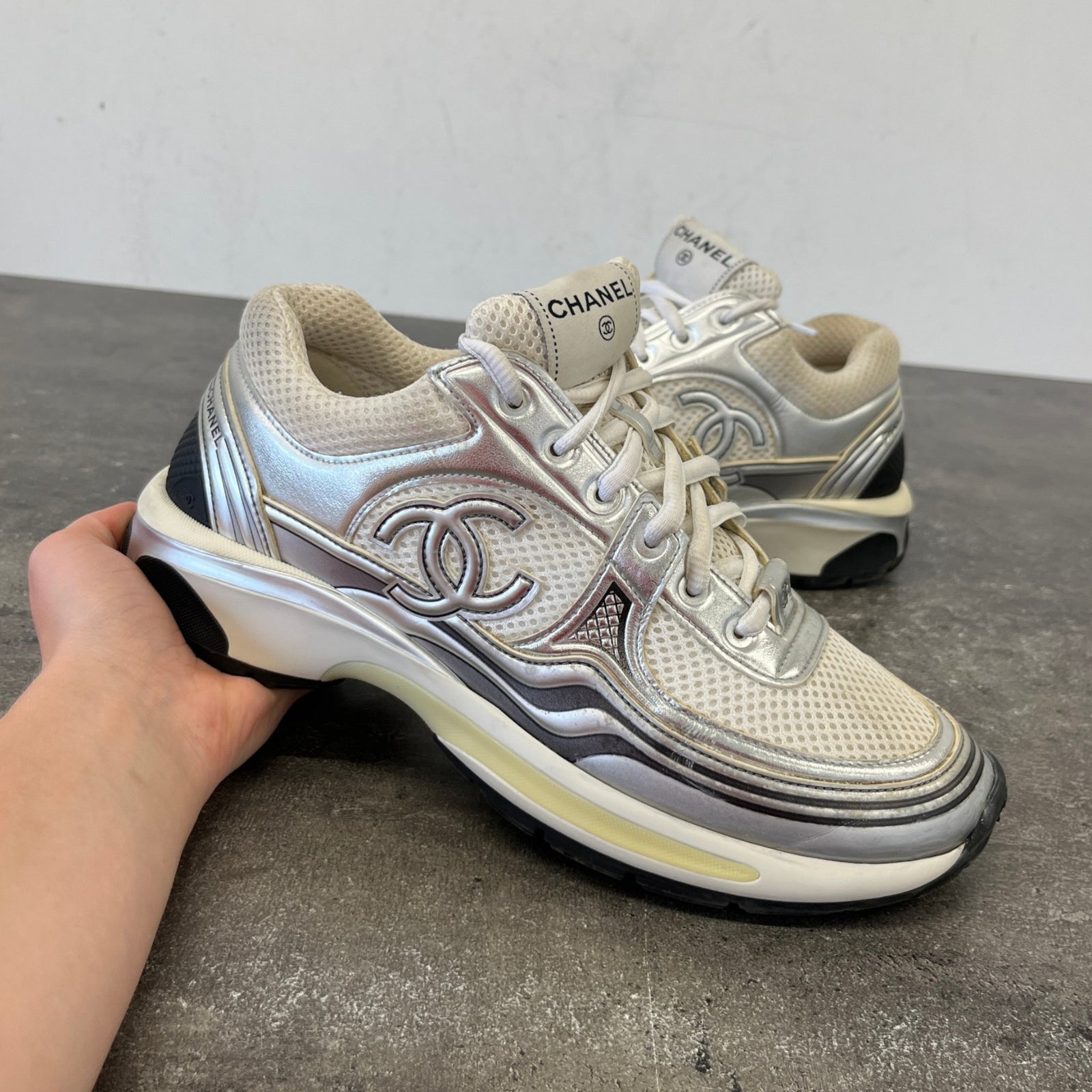 Women's Cc Runners Low Trainers Silver Size EU 39.5 / UK 6.5 - Photo 12