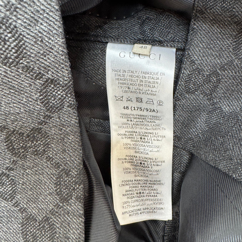 Men's GG Supreme Double-Breasted Jacket Charcoal Size M