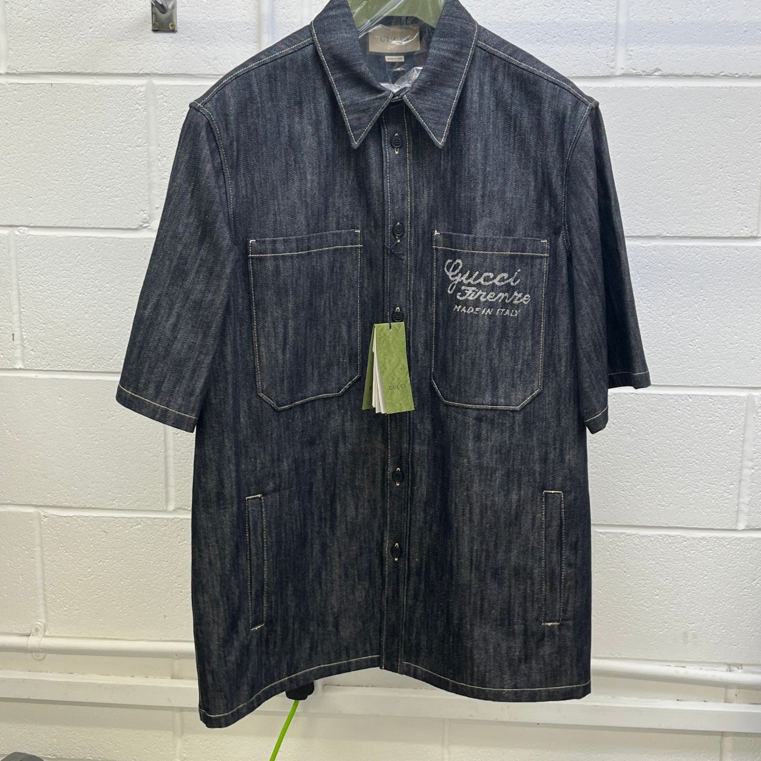 Men's 24Ss Oversized Jacquard Short Sleeve Shirt Blue Size IT 48 / UK M - Photo 8