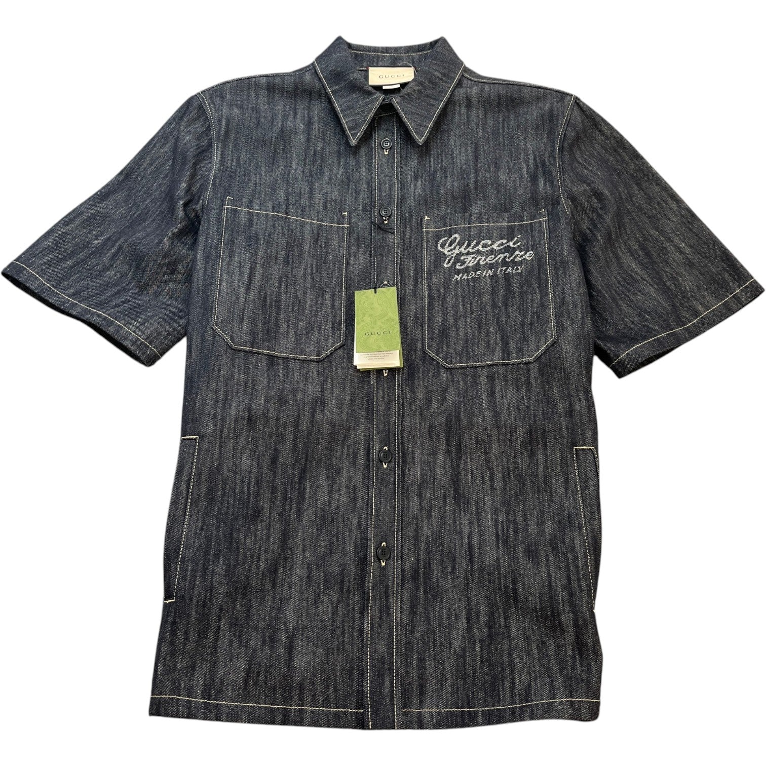 Men's 24Ss Oversized Jacquard Short Sleeve Shirt Blue Size IT 48 / UK M - Photo 1