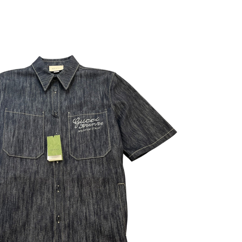 Men's 24Ss Oversized Jacquard Short Sleeve Shirt Blue Size IT 48 / UK M