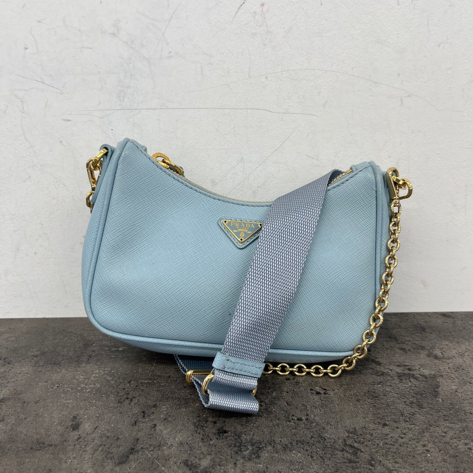 Women's Reedition Mini Saffiano Pochette Bag Blue - Photo 12