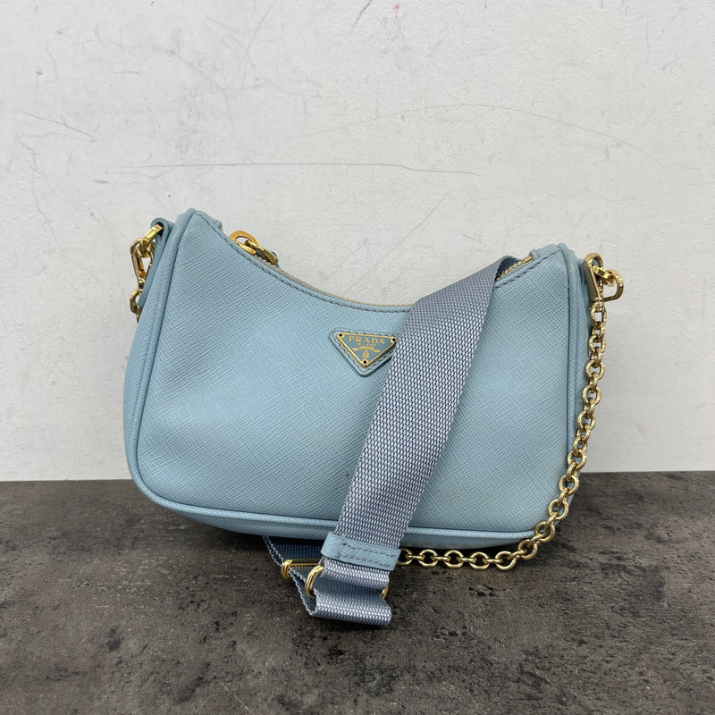 Women's Reedition Mini Saffiano Pochette Bag Blue