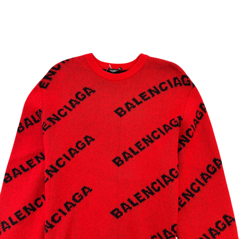 Men's All Over Logo Sweatshirt Red Size M
