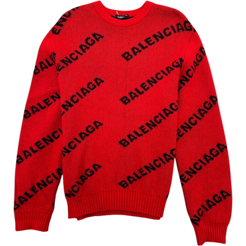 Men's All Over Logo Sweatshirt Red Size M