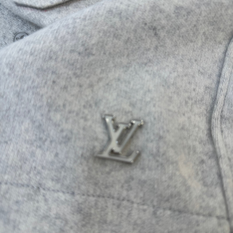 Men's Plaque Logo Wool Jacket Grey Size XL