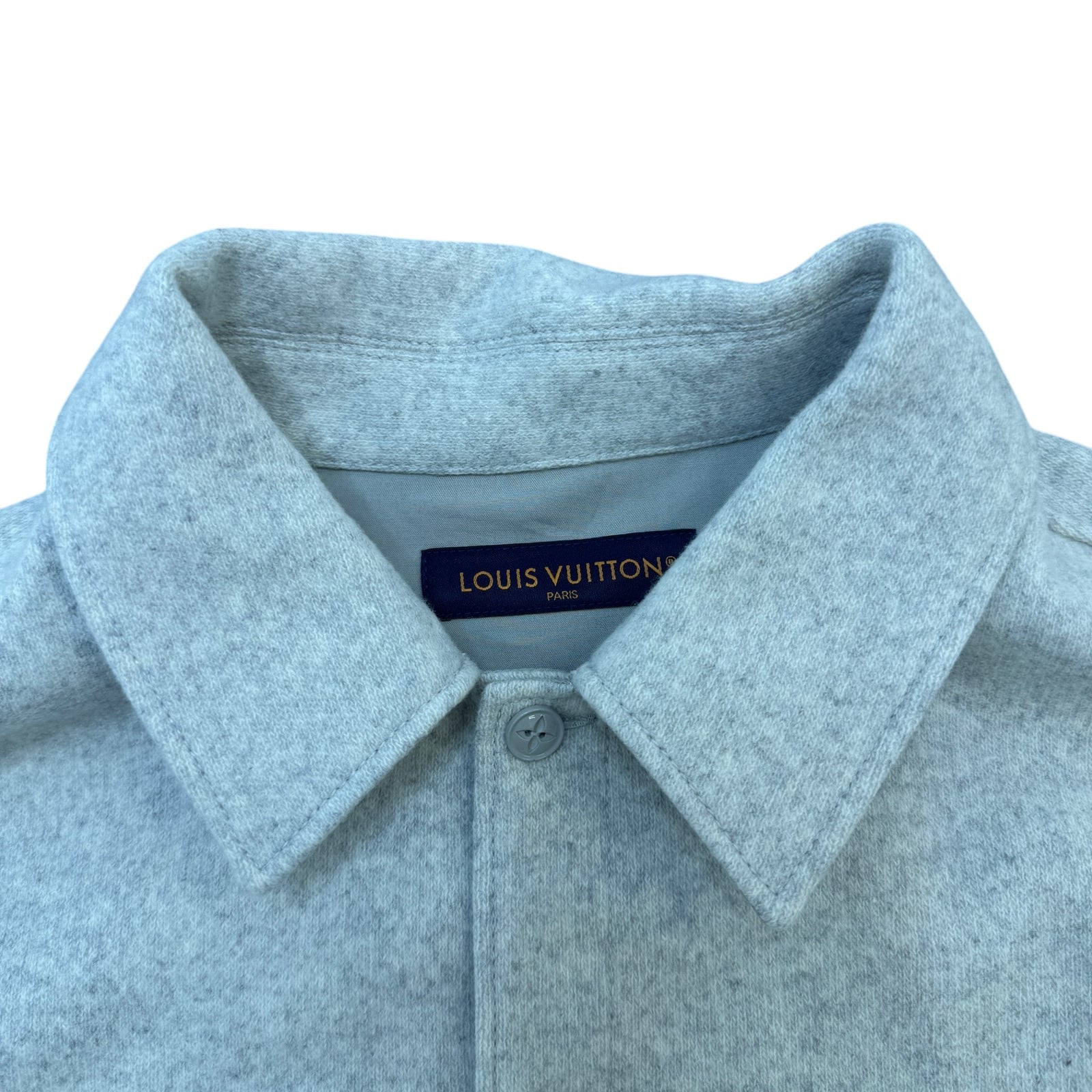 Men's Plaque Logo Wool Jacket Grey Size XL - Photo 7