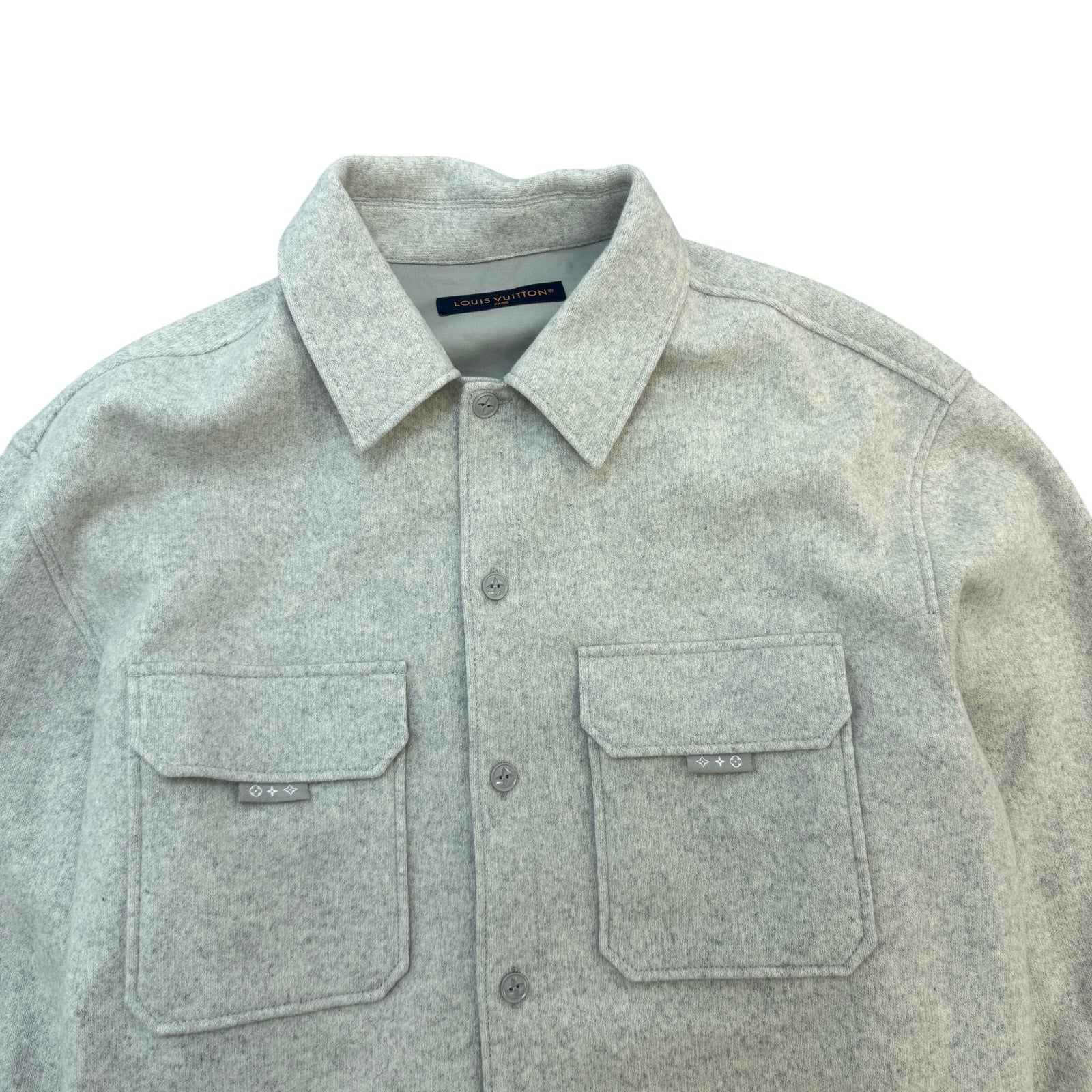 Men's Plaque Logo Wool Jacket Grey Size XL - Photo 5