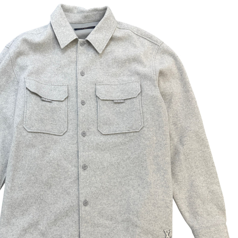 Men's Plaque Logo Wool Jacket Grey Size XL